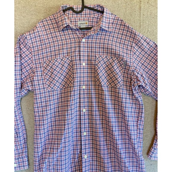 Mens Sz Large CARHARTT Long Sleeve Multicolor Button Up 2 Pocket Shirt - Picture 3 of 7